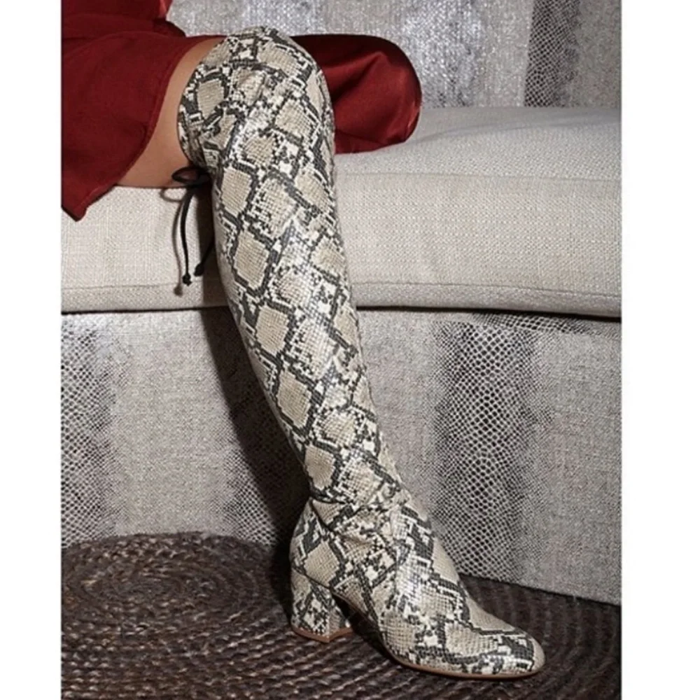Gianni Bini Trillia Snakeskin Over The Knee‎ Boots Size 7 Women